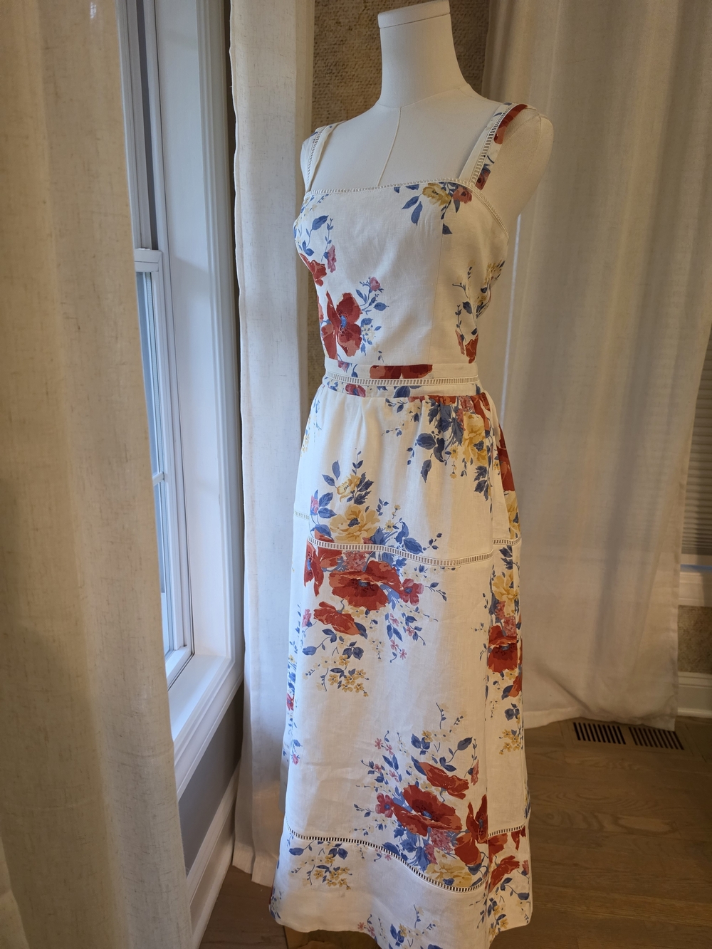 Reformation Everett Soprano Floral Linen Midi Dress Sz 10